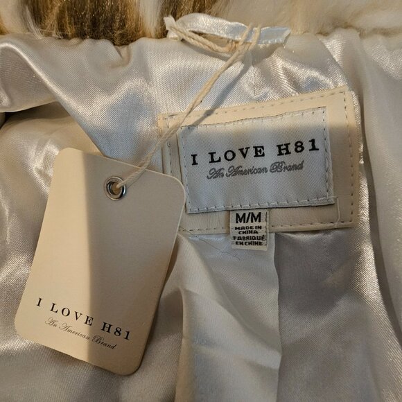 NWT Medium I Love H81 Faux Rabbit Patchwork Zipper Rib Knit Lottie Yellowjackets - Picture 12 of 13